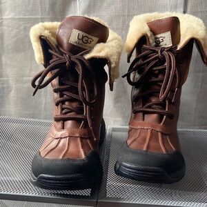 UGG Chocolate and Black Lace-Up Boots